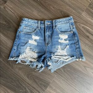 New 🌟 8th Of LA Distressed High Waist Denim Jean Shorts Faded Medium